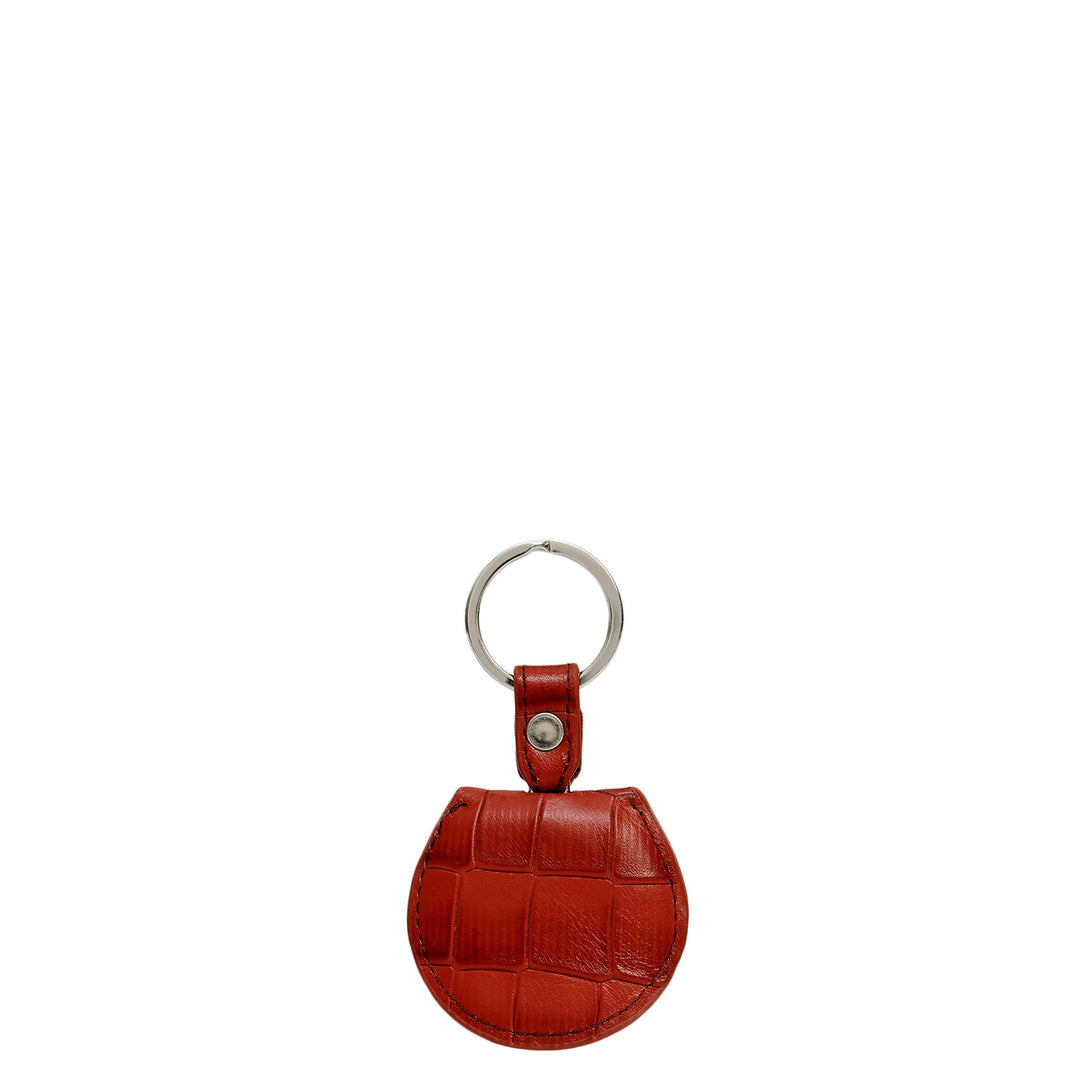 Croco Leather Key Chain - Brick