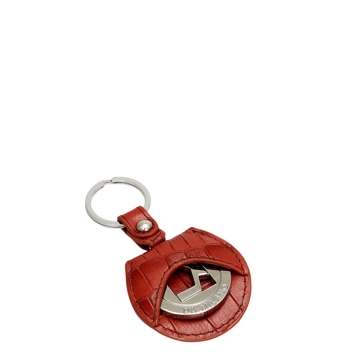 Croco Leather Key Chain - Brick