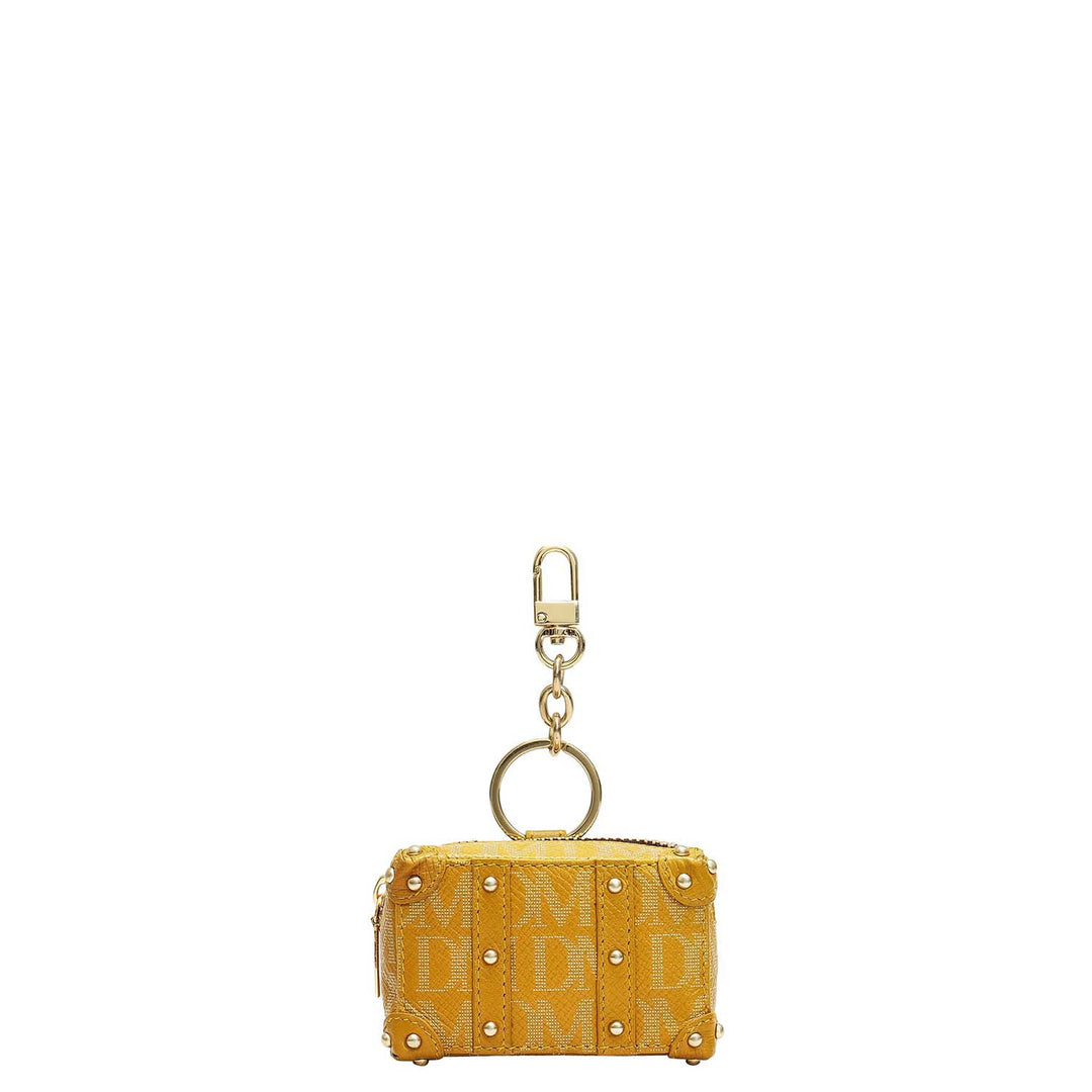 Monogram Leather Key Chain - Mustard