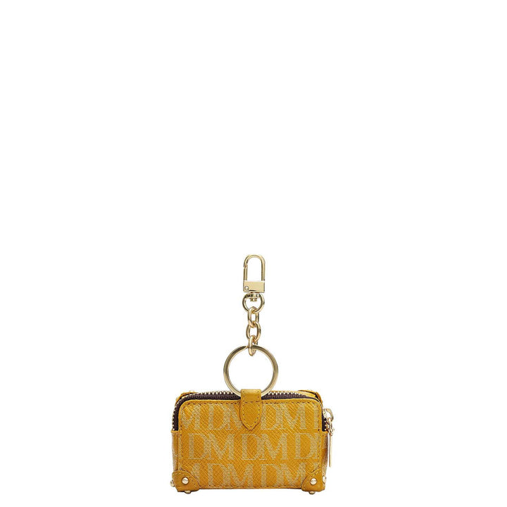 Monogram Leather Key Chain - Mustard