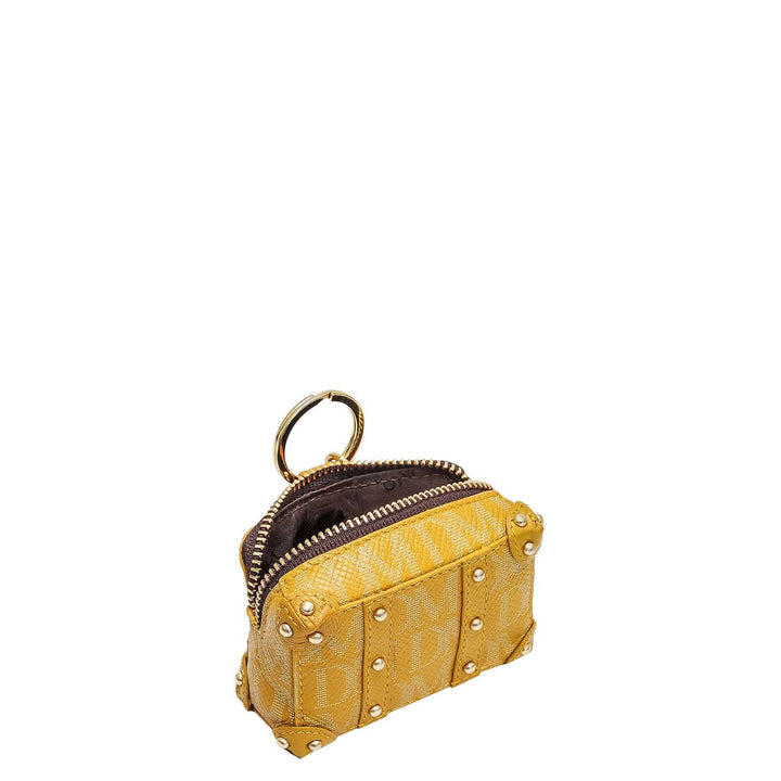 Monogram Leather Key Chain - Mustard