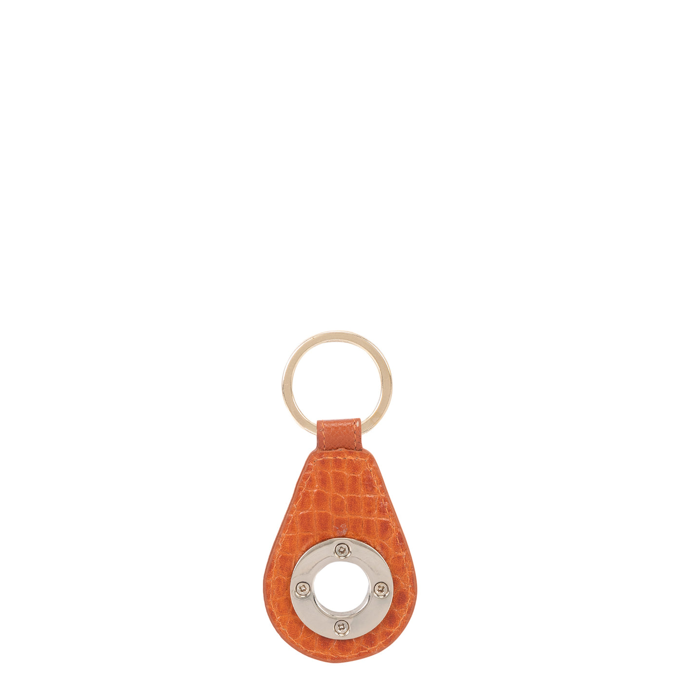 Croco Leather Key Chain - Orange