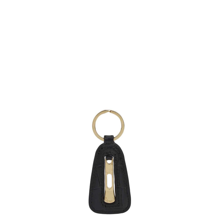 Croco Leather Key Chain - Black