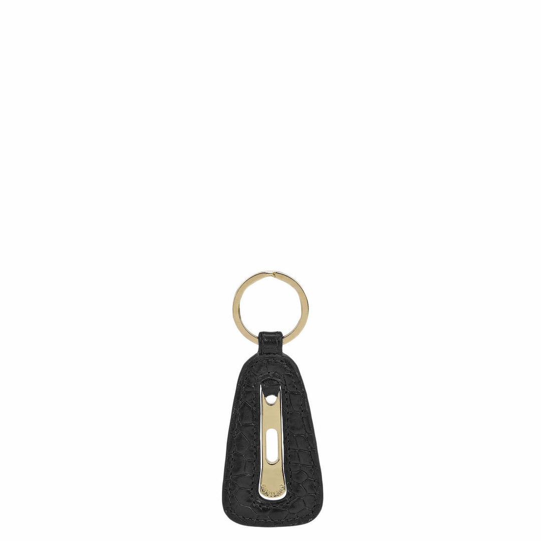 Croco Leather Key Chain - Black