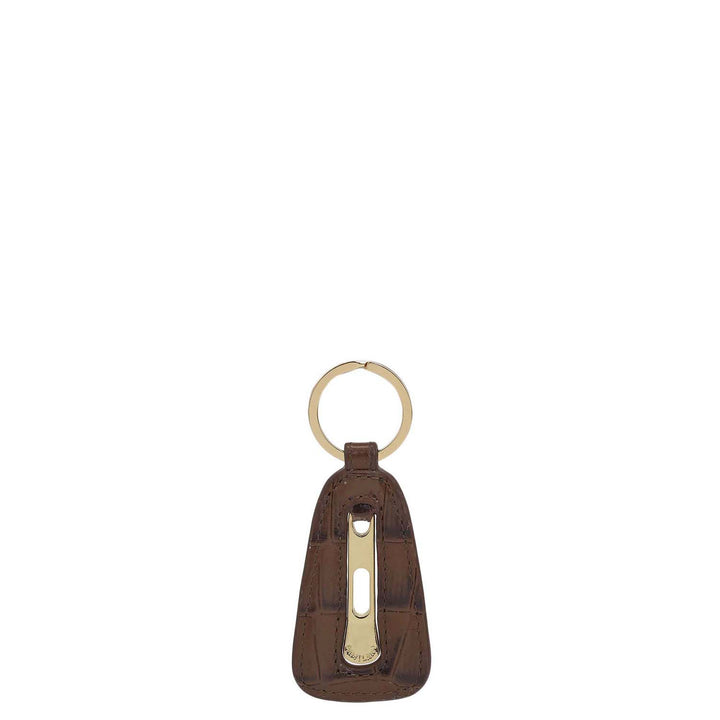 Croco Leather Key Chain - Brown