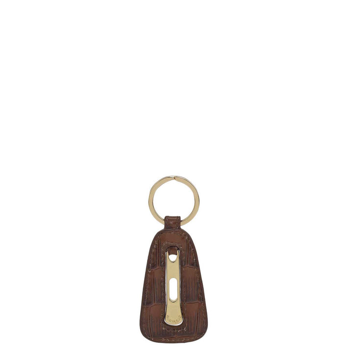 Croco Leather Key Chain - Brown