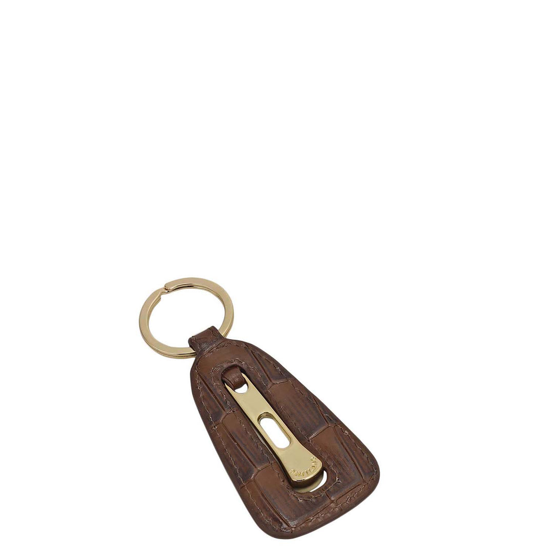 Croco Leather Key Chain - Brown