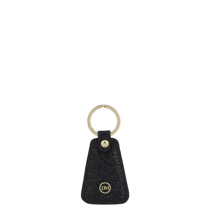 Croco Leather Key Chain - Black