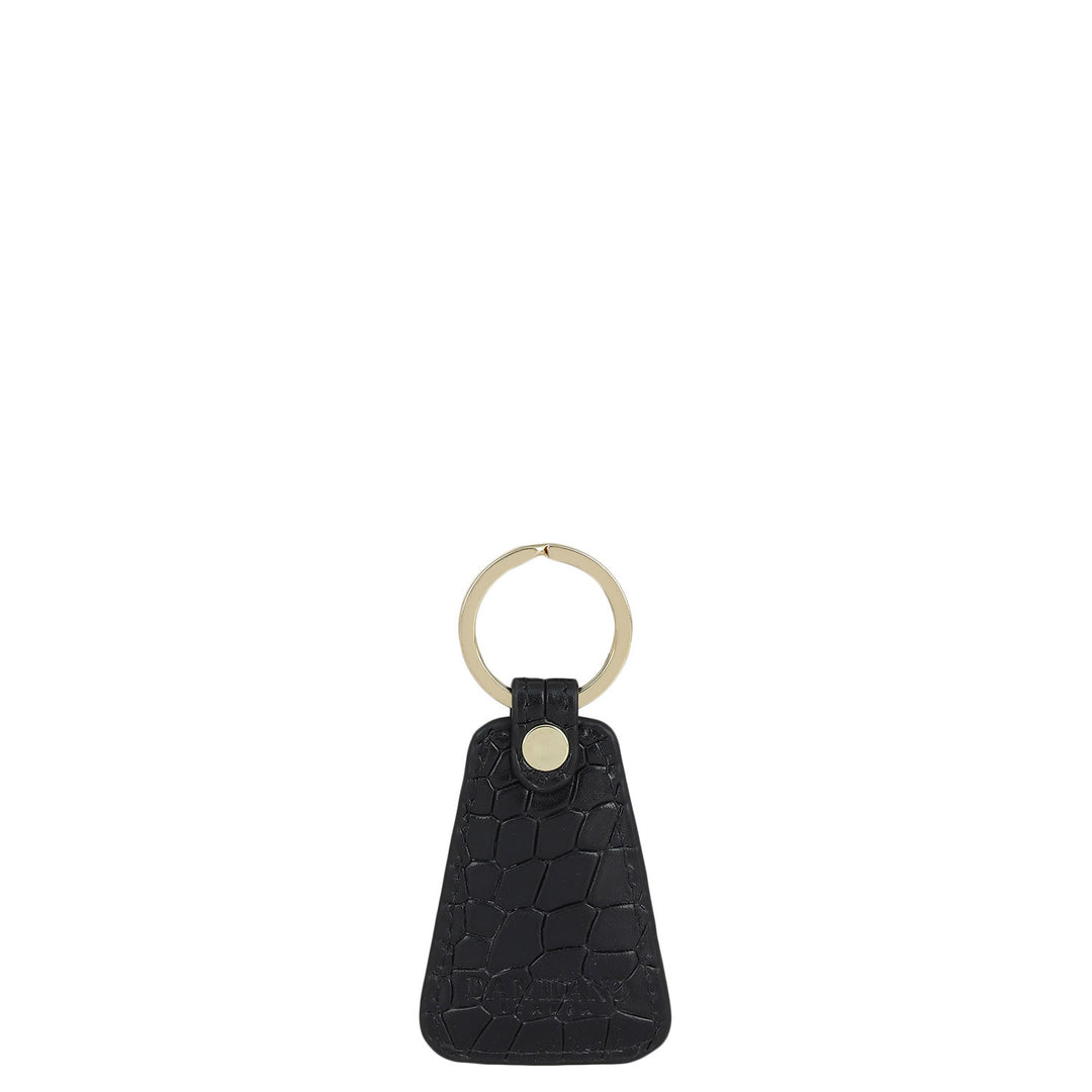 Croco Leather Key Chain - Black