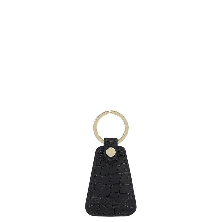 Croco Leather Key Chain - Black