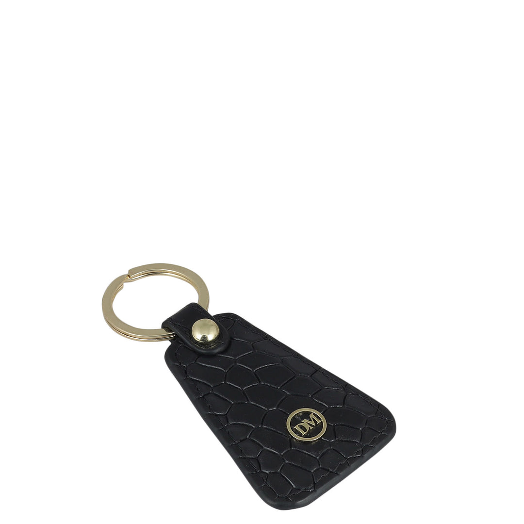 Croco Leather Key Chain - Black