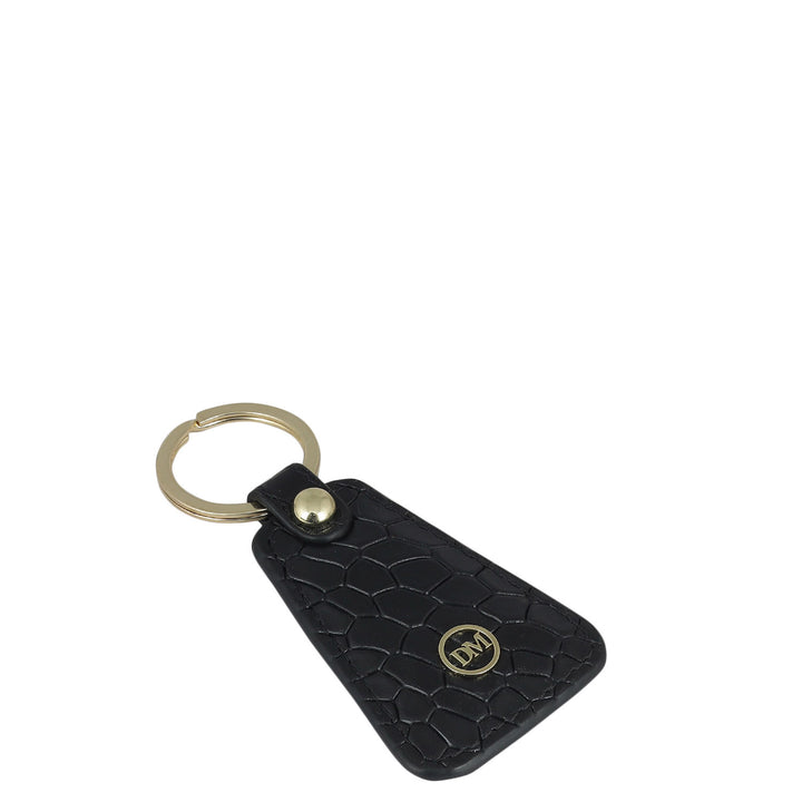 Croco Leather Key Chain - Black