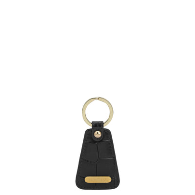 Croco Leather Key Chain - Black