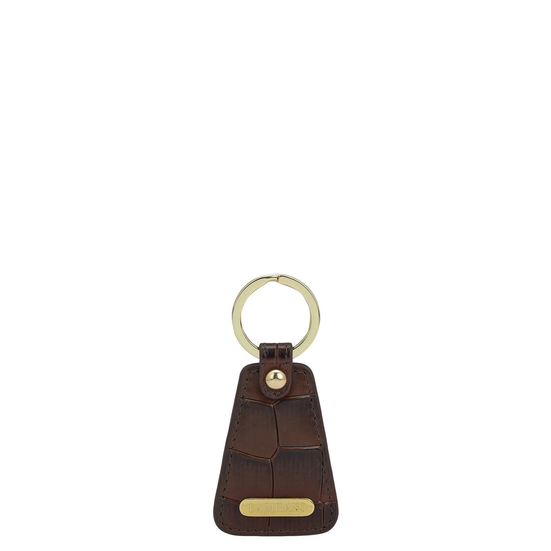 Croco Leather Key Chain - Brown