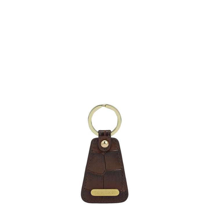 Croco Leather Key Chain - Brown