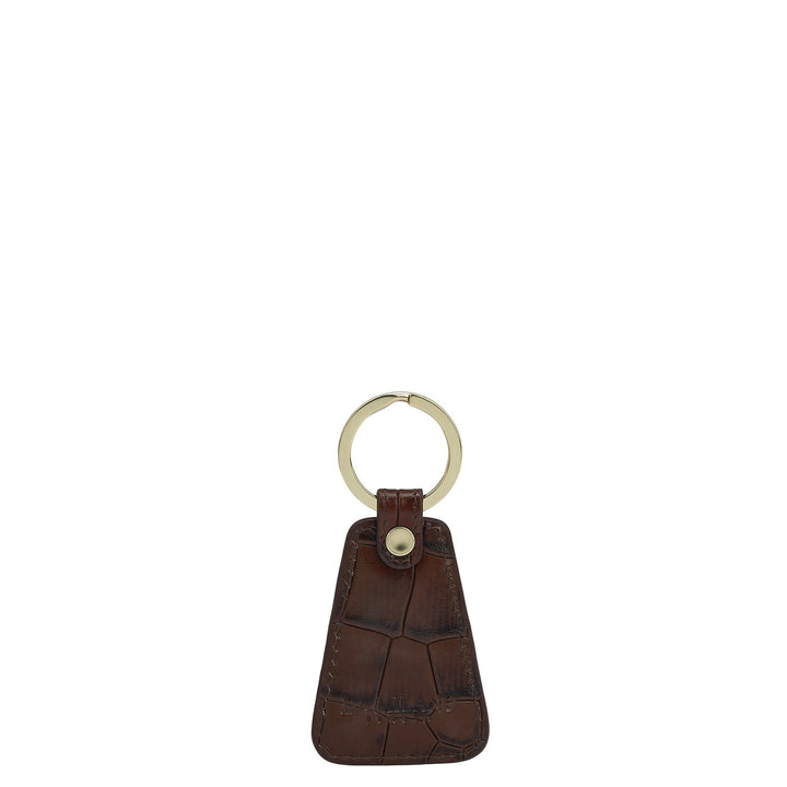 Croco Leather Key Chain - Brown