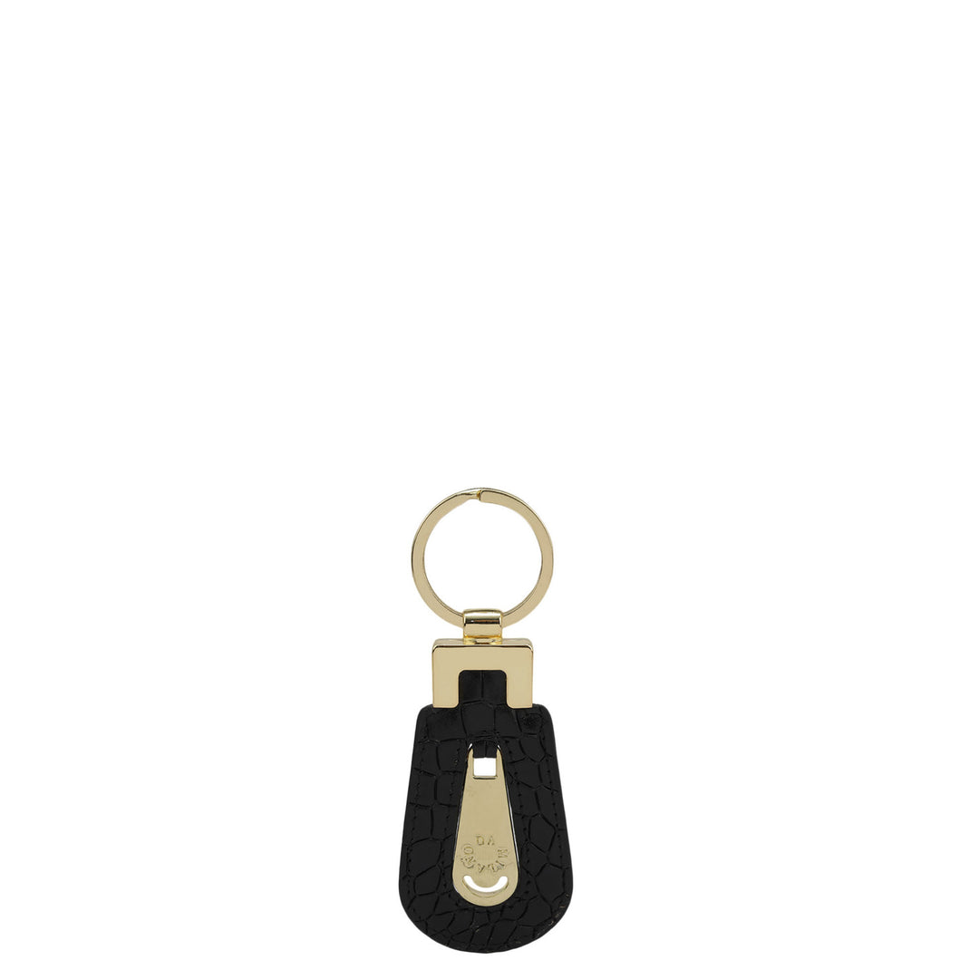 Croco Leather Key Chain - Black