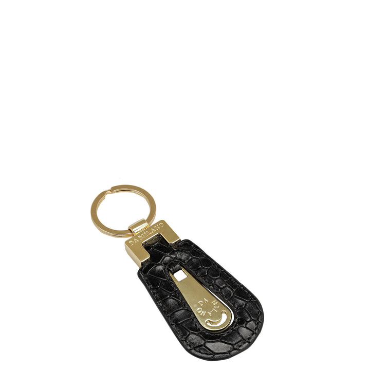 Croco Leather Key Chain - Black
