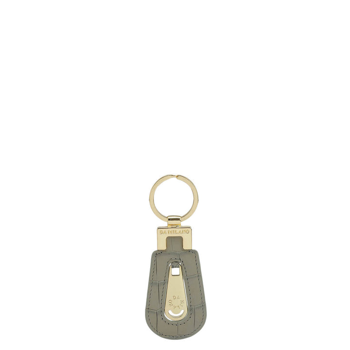 Croco Leather Key Chain - Grey