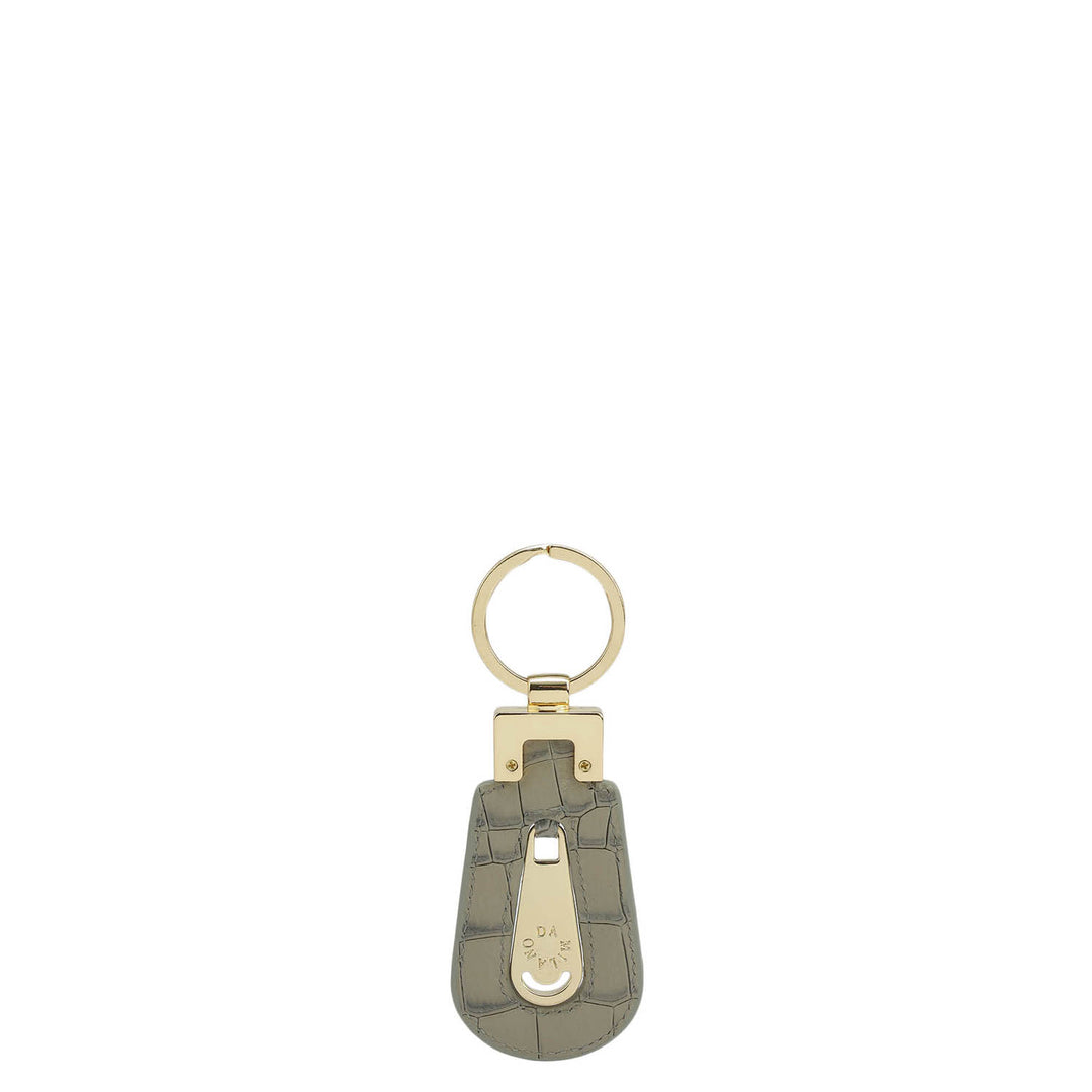 Croco Leather Key Chain - Grey