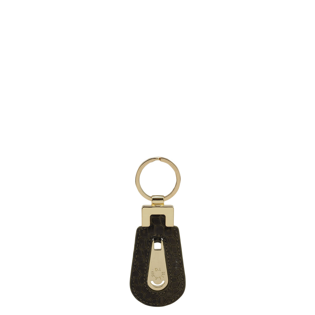 Croco Leather Key Chain - Military Green