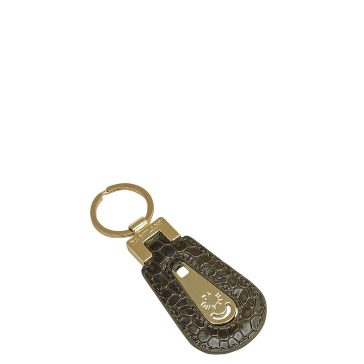 Croco Leather Key Chain - Military Green
