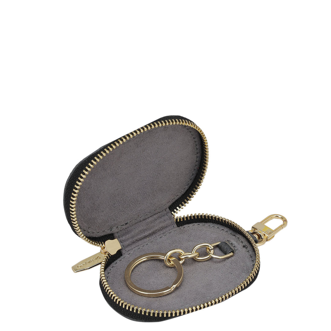 Croco Leather Key Chain - Black