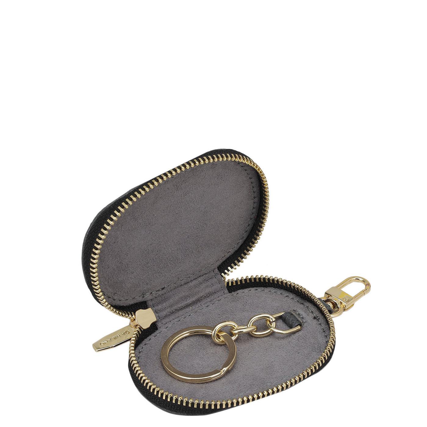 Croco Leather Key Chain - Black