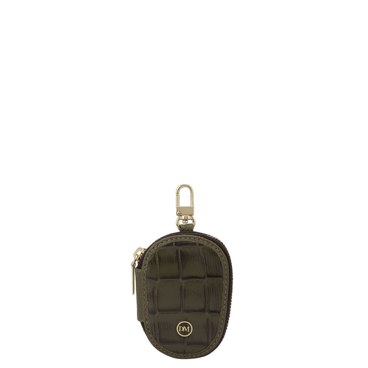 Croco Leather Key Chain - Military Green