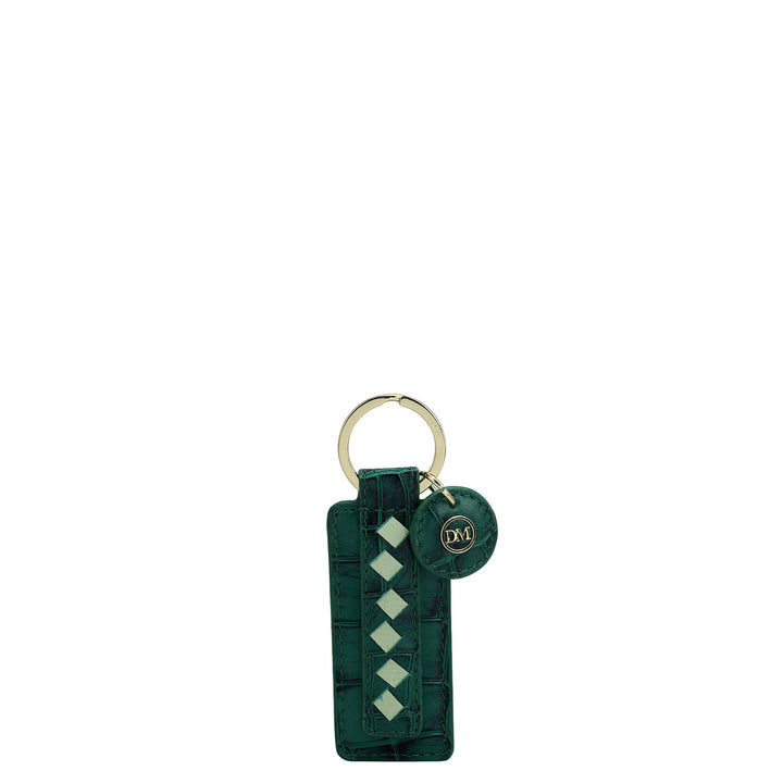 Croco Leather Key Chain - Green