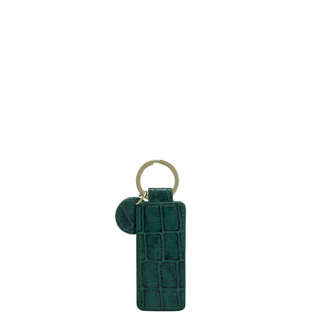 Croco Leather Key Chain - Green