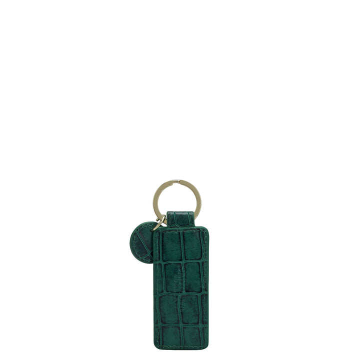 Croco Leather Key Chain - Green