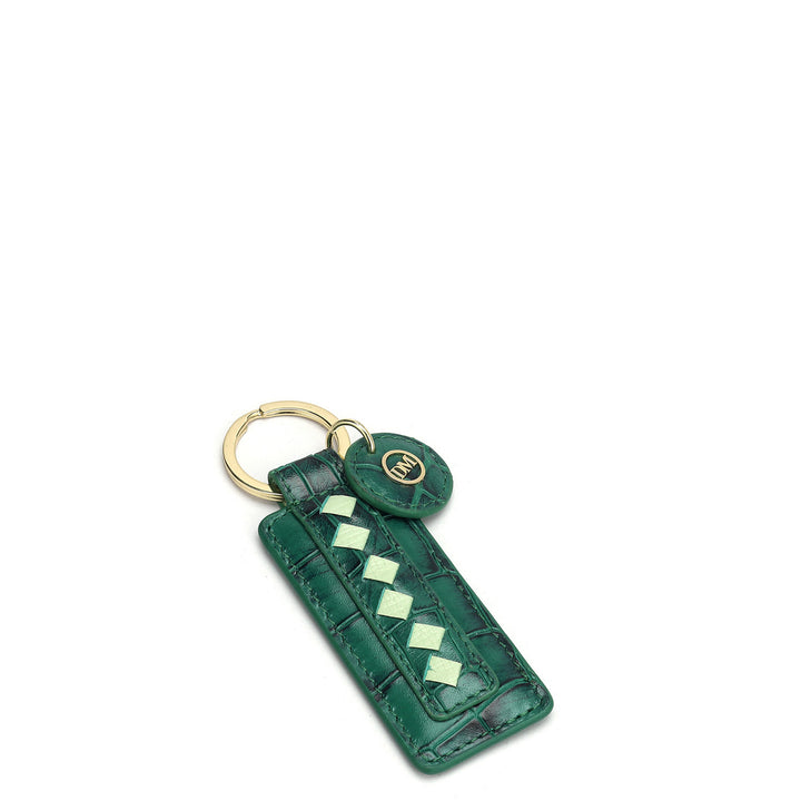 Croco Leather Key Chain - Green