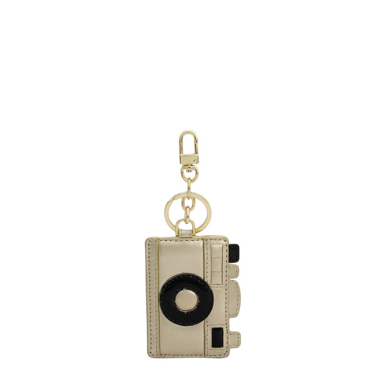 Gold Leather Key Chain - Gold