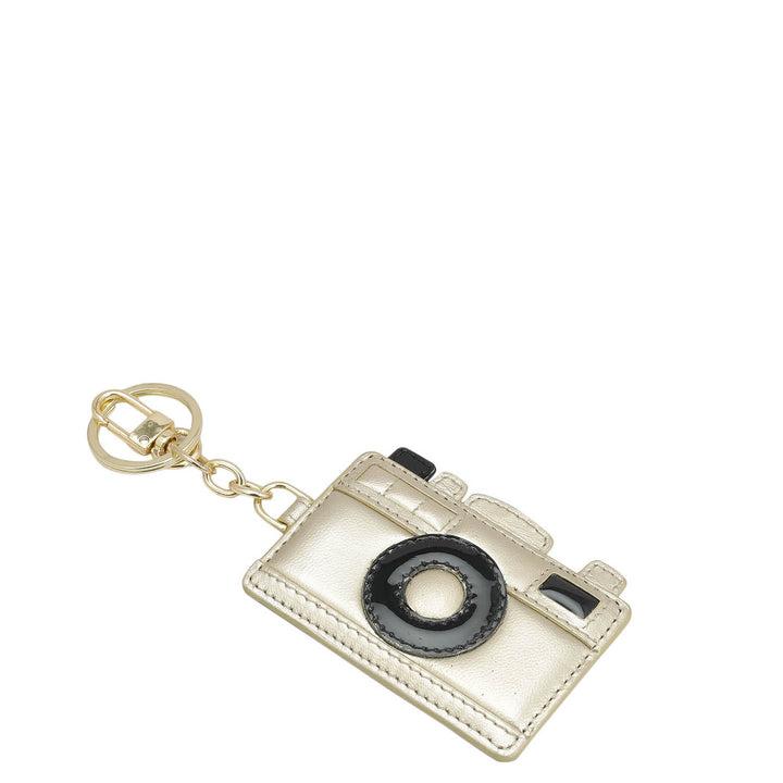 Gold Leather Key Chain - Gold