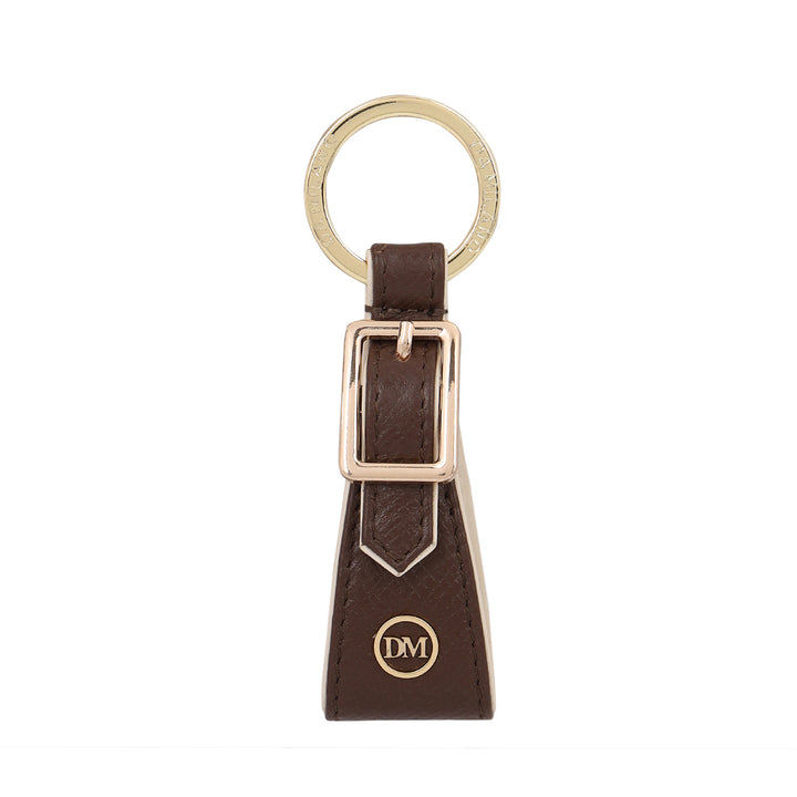 Saffiano Leather Key Chain - Walnut