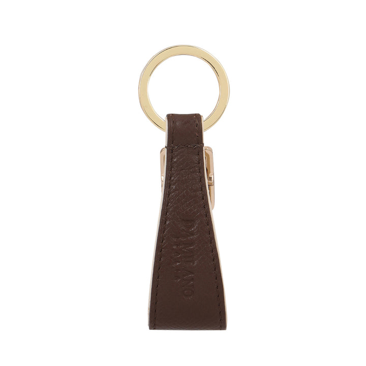 Saffiano Leather Key Chain - Walnut