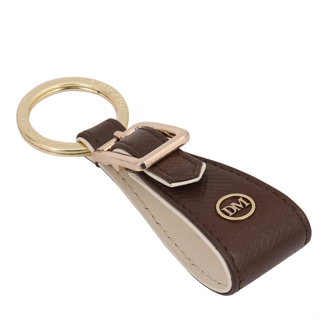 Saffiano Leather Key Chain - Walnut