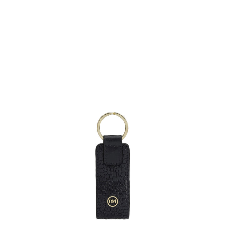 Croco Leather Key Chain - Black