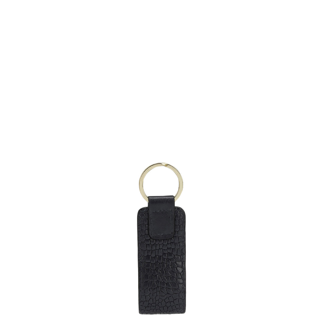 Croco Leather Key Chain - Black
