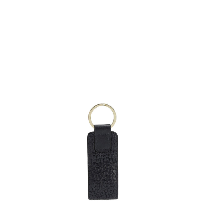 Croco Leather Key Chain - Black