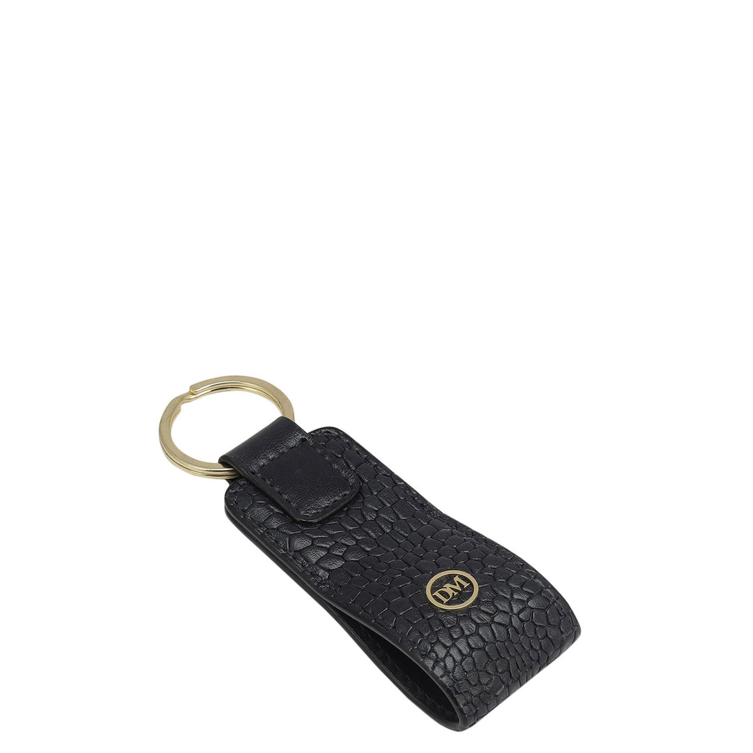 Croco Leather Key Chain - Black