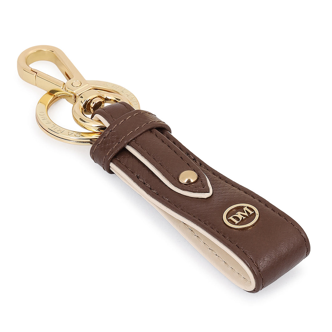 Saffiano Leather Key Chain - Walnut