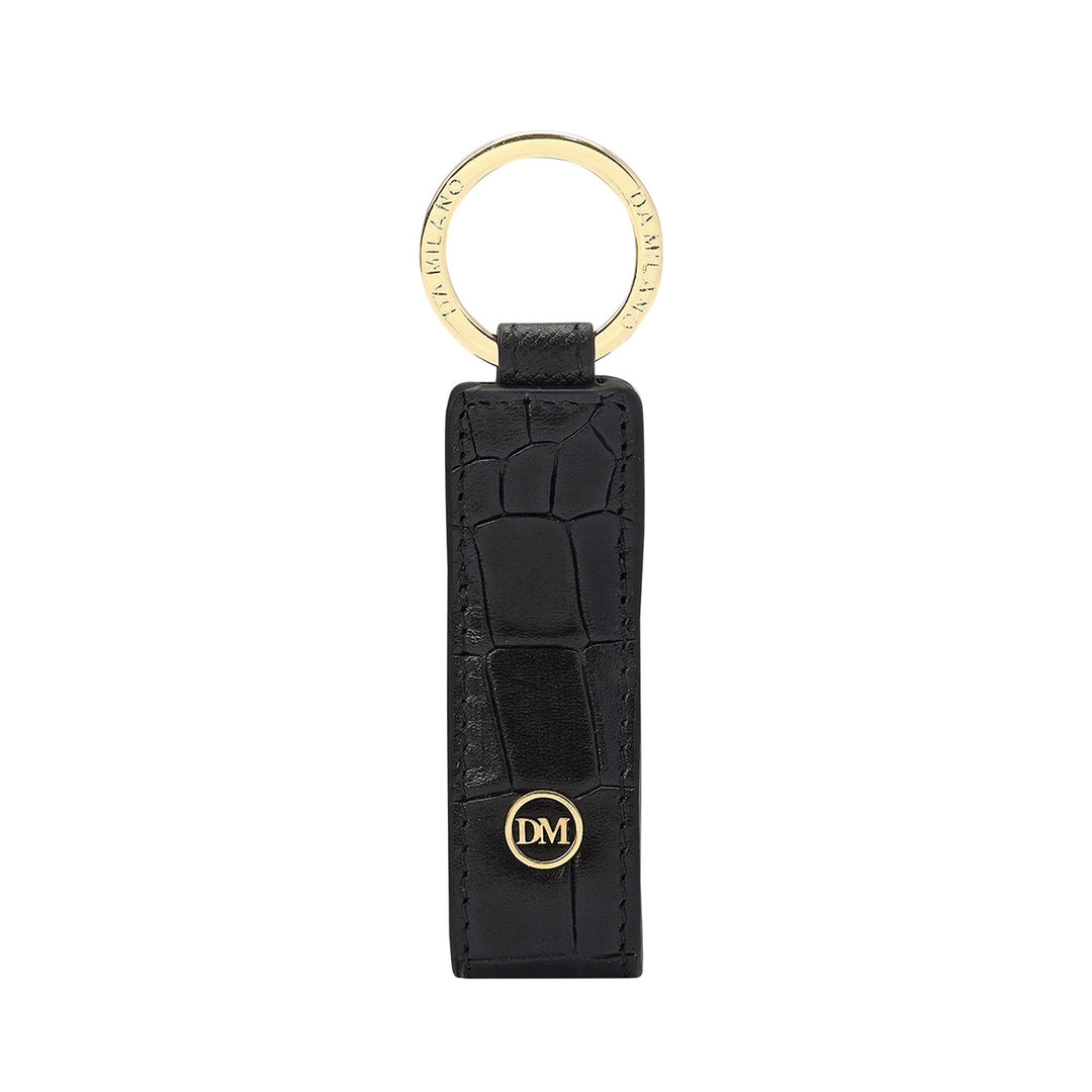 Croco-Texture Key Chain - Black
