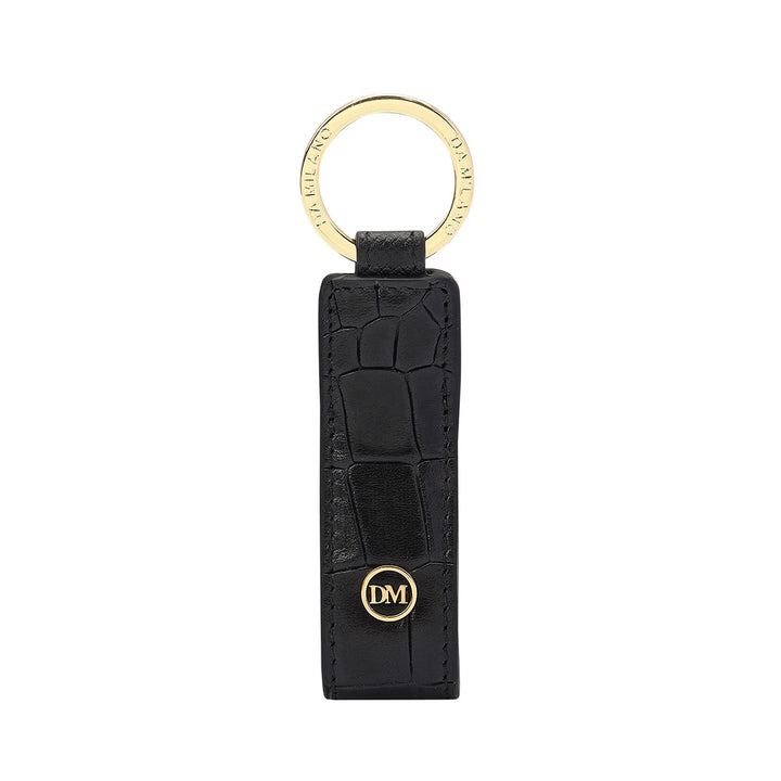 Croco-Texture Key Chain - Black