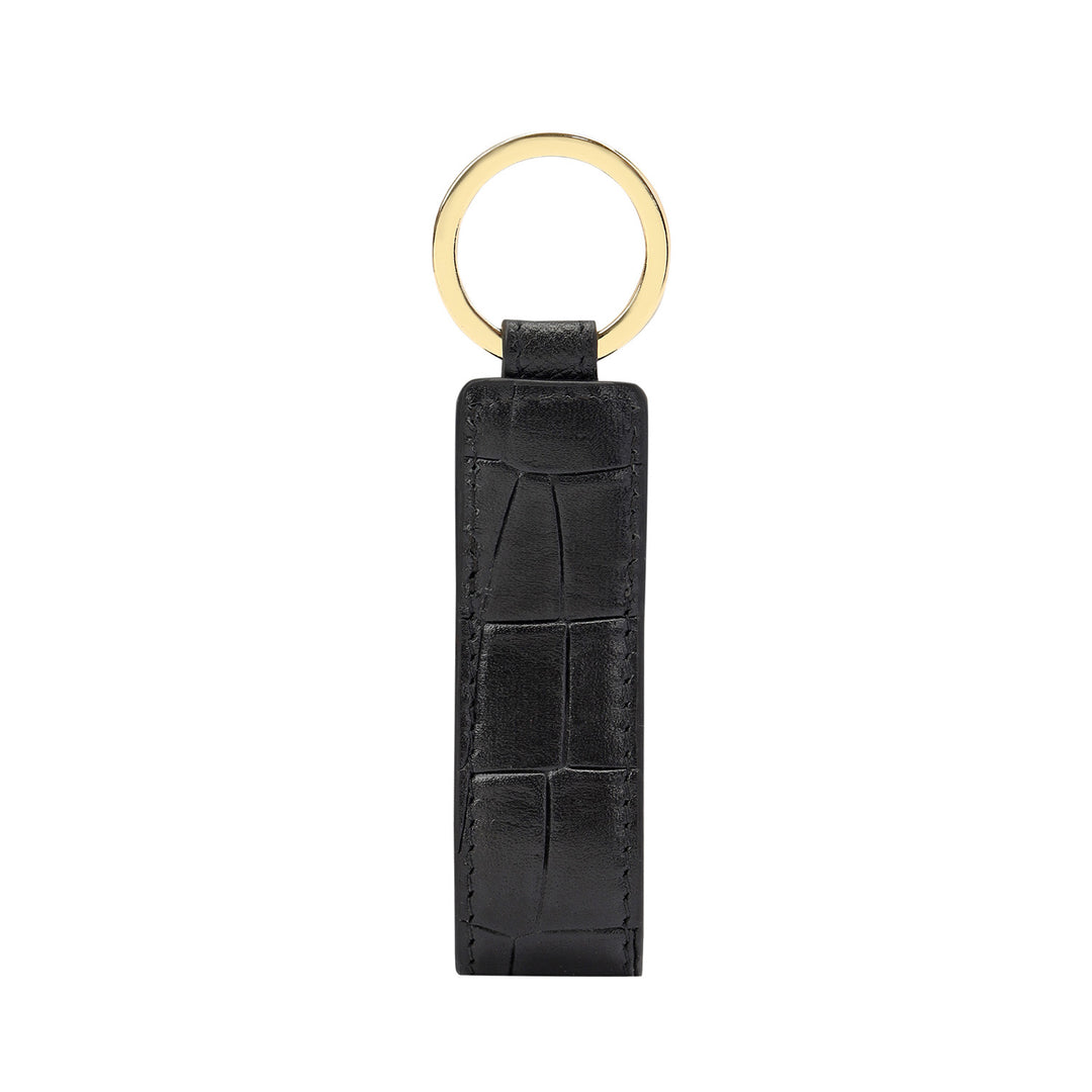 Croco-Texture Key Chain - Black