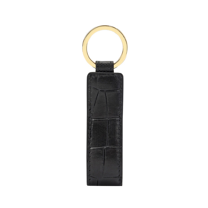 Croco-Texture Key Chain - Black