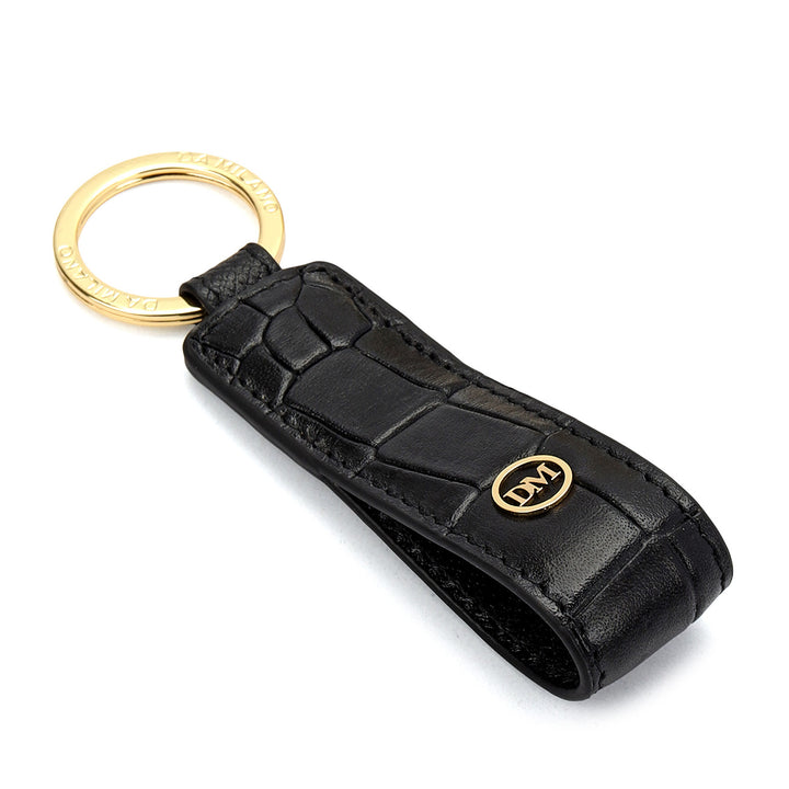 Croco-Texture Key Chain - Black