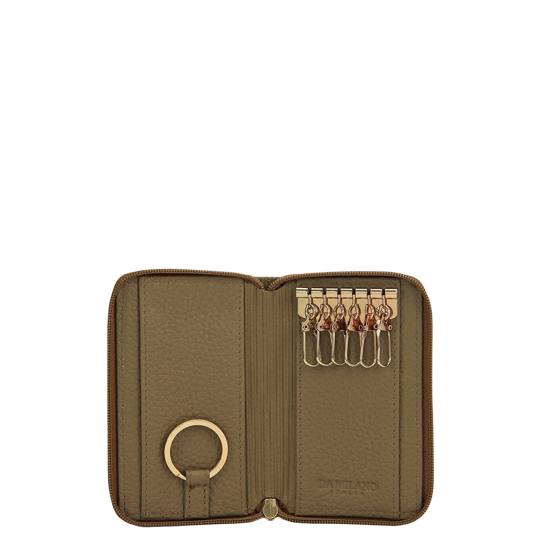 Wax Leather Key Chain - Olive