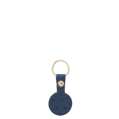 Ostrich Leather Key Chain - Navy Blue
